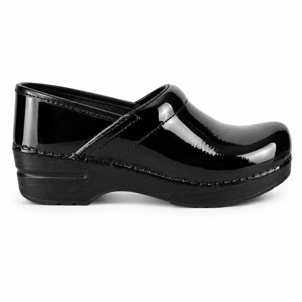 Dansko Professional Clogs Women 36 US 5.5-6 Black Patent Leather Nursing Shoes